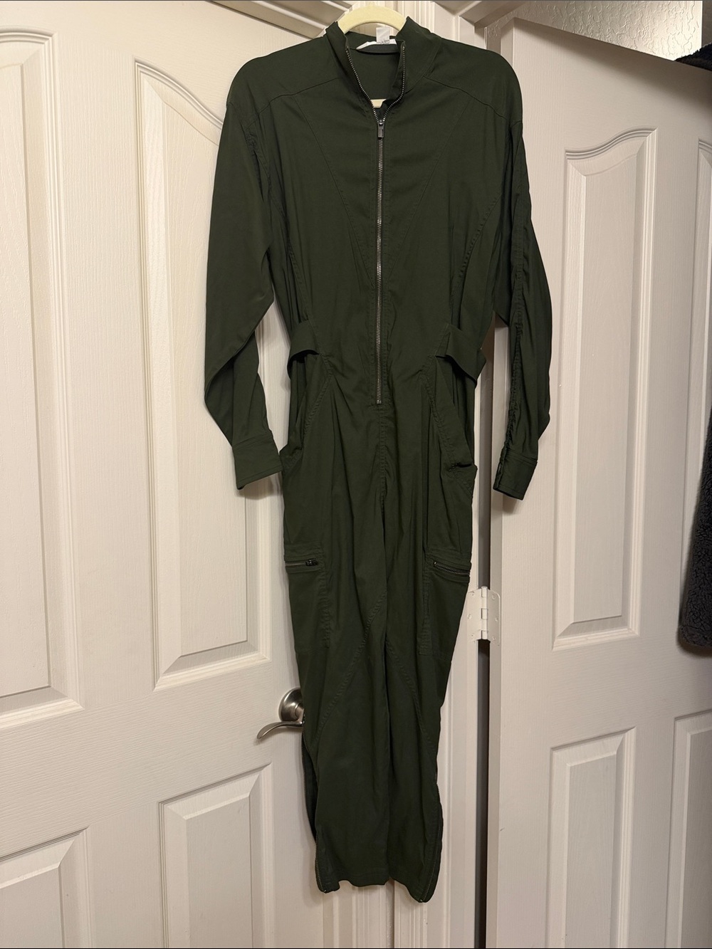Athleta Olive Green Utility Jumpsuit with Front Zip